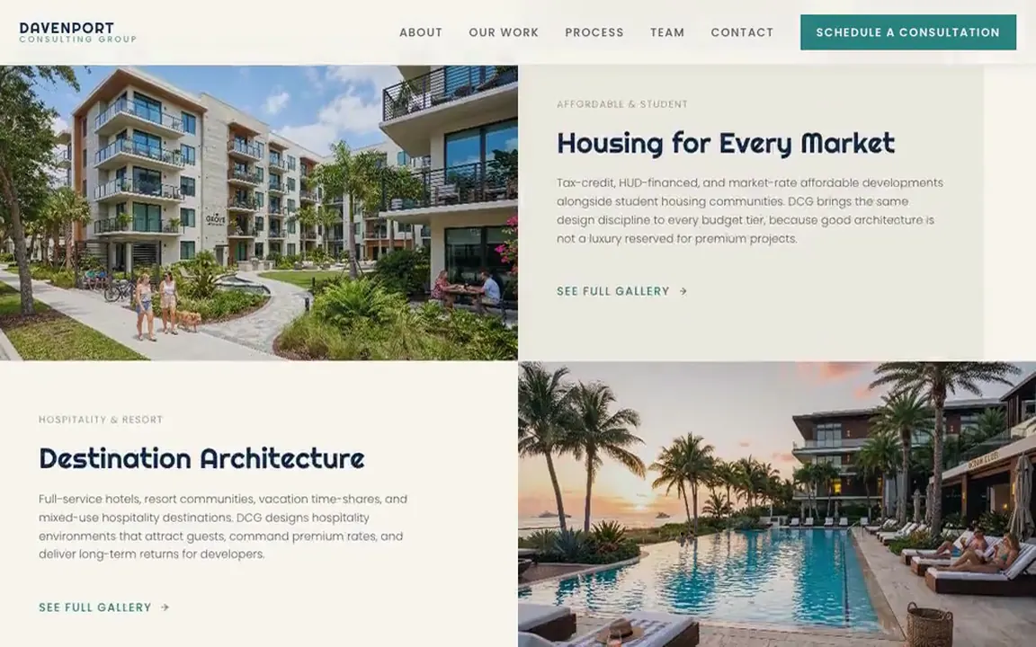 Unsolicited concept design for Davenport Consulting Group, the project gallery